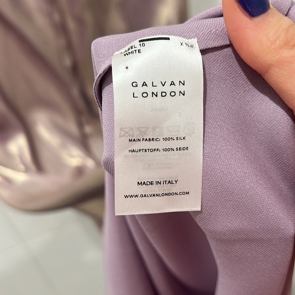 Galvan London | NWT Metallic 100% Silk Moonlight Sienna Dress in Lilac Gold - Picture 8 of 12